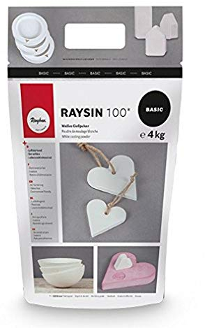 Rayher 34409102 Raysin 100 Polvere di Ceramica, Gesso da Colare, Sacchetto 4 kg, Asciuga all’Aria, Inodore, per Uso Hobbistico e Progetti Creativi, Colore Bianco