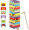 Jacootoys Klassische Stapelspiel Holz Gefärbt Bausteine Turm Brettspiele Stapelturm Geschenk für Kinder Erwachsene 54 Stück