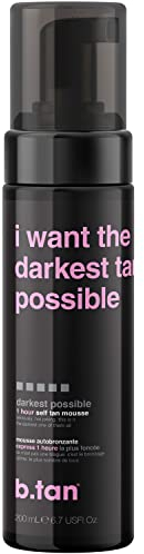 b.tan Ultra-Dunkles Selbstbräunungsmousse | I Want The Darkest Tan Possible – 1-Stunden-Express Sonnenloses Selbstbräunungsmousse, Goldener Bronze-Glow, kein künstlicher Selbstbräunergeruch