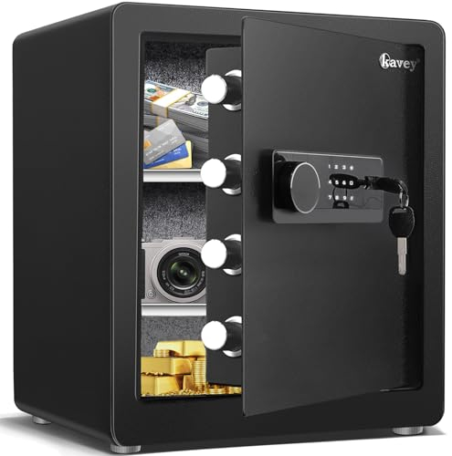 Kavey 50L Safe Tresor, Möbeltresore mit Hintergrundbeleuchtete Touchscreen-Tastatur und dualem Alarmsystem, Geldkoffer mit Stummschaltmodus und LED-Licht, Tresor für Zuhause, Hotel, Büro