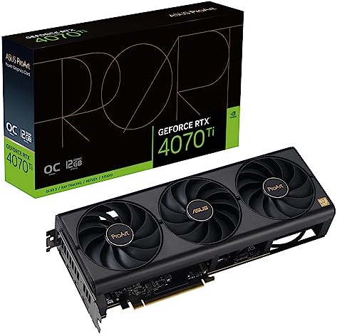 ASUS ProArt GeForce RTX 4070 Ti OC Edition 12GB GDDR6X Gaming Grafikkarte (NVIDIA GeForce RTX4070 Ti, DLSS 3, PCIe 4.0, 1x HDMI 2.1a, 3X DisplayPort 1.4a, PROART-RTX4070TI-O12G) + Indiana Jones