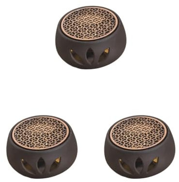 Set di 3 scaldavivande Zen in ceramica con vassoio per candela, fornace in metallo, piastra C