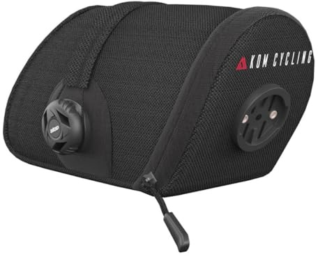 KOM Cycling Saddle Bag Small - Bike Saddle Bag for Multi-Tool, Tube, Tire Levers, Securely Under Bike Seat for Cycling Radars with Built in Radar Mount, Small Inner Pocket, .4 Liter Capacity