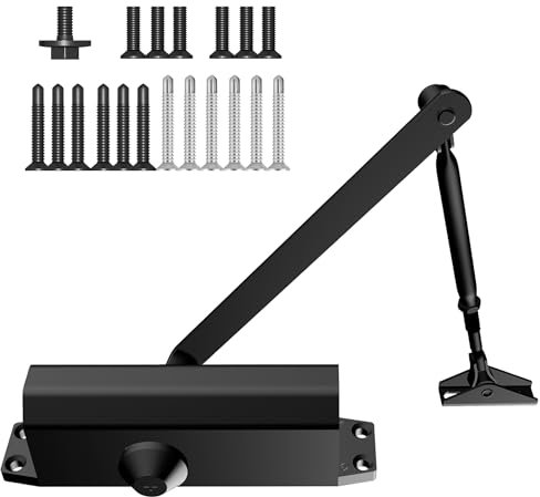 Jayseon Automatic Door Closers Commercial Door Closer for Home, Hydraulic Auto Closers Silent for Residential or Light Commercial, Aluminum Black