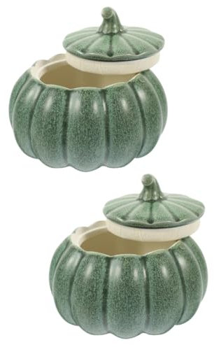 Ciieeo 2 Pz Coppa Zucca ciotola del cibo ciotola di crema pasticcera all'uovo zuppiera ciotole per zuppa contenitore cibo contenitori per alimenti con coperchi di porcellana zucca