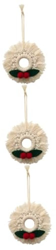 PRETYZOOM 3st Geflochtener Weihnachtskranz Christbaumschmuck Makramee-weihnachtskranz Mini Makramee Zum Aufhängen Weihnachtsschmuck Ornamente Neutrale Wohndekoration Boho- Baumwolle