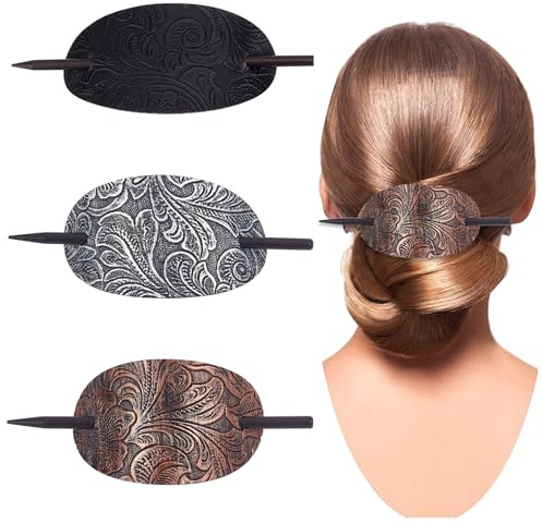 NICENEEDED 3 Stück Haarspangen Aus Leder Haarspangen Mit Stab Ovale Haarspange Mit Pferdeschwanzhalter Stilvoller Dutthalter. Halloween
