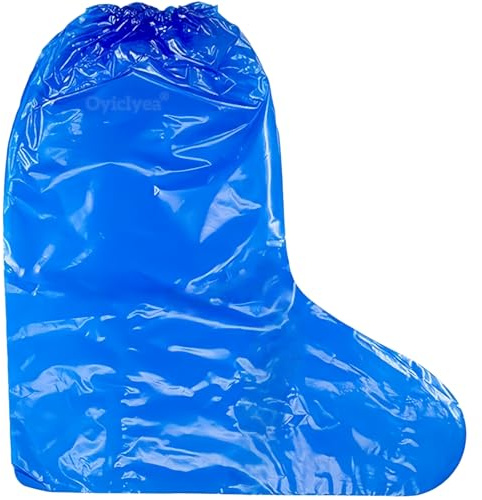 Oyiclyea 16 Pairs Waterproof Shoe Covers Boot Cover Blue, Long Disposable Non-slip Waterproof Boot Covers, Thickened Material, Portable Family Pack, Suitable for Rainy Days and Muddy Roads
