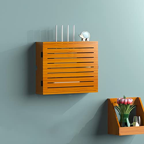 Floating TV Stand with Large Storage Box for Wireless Router Set top Box WiFi and Modem Wooden Wall Shelf Decorative Cover to Hide Cable Socket and Optical Occlusion Box