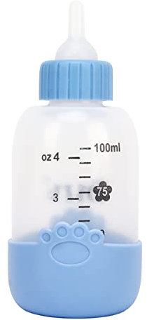 Pet Feeding Bottle, 100ml Pet Nursing Bottle, Silicone Pattern Cover, Nipple and Brush, Ideal for Kittens, Puppies, Hamsters, Squirrels, Rabbits, Pet Feeding Milk Bottle