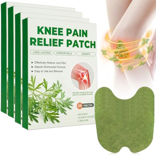Holilo Pain Relief Patch, 80 Stück Schmerzpflaster Knie, Natural Herbal Schmerzlinderung Patch Selbstklebende Wärmepflaster Schmerzlinderungspflaster für Knie, Rücken, Nacken und Muskelkater