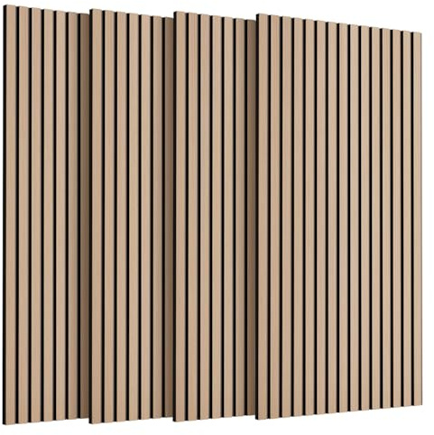 SVILINEK Soundproofing Panels Wood Veneer Acoustic Panels 47.24x23.62 Self-Adhesive 3D Sound Absorbing, NRC 0.75,for Sound Absorbing (Natural Oak Effect, 4 Pack (31 sq.ft.))
