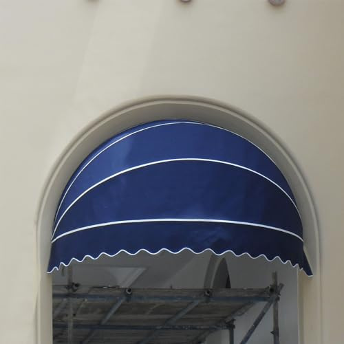 Tenda da sole a scomparsa francese, curva, 120 x 60 x 60 cm, struttura in poliestere blu in acciaio inox, perfetta per patio, terrazza, giardino, soluzione ombreggiante esterna