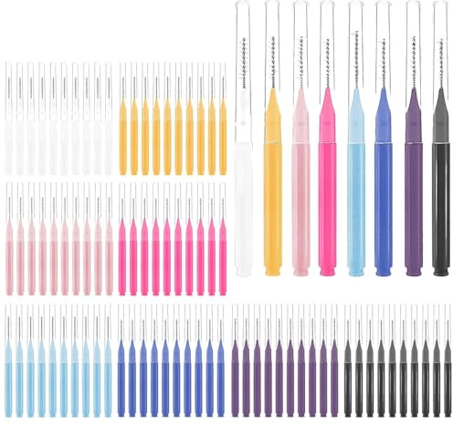 Saituo Home Lot de 80 Micro Goupillon Cils, 8 Couleurs Brosse Cils Multifonction, Brosse Sourcil Portable pour l'extension des Cil et le Lifting des Sourcils, Goupillon de Nettoyage pour les Recoins