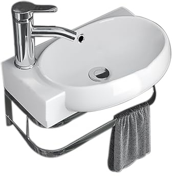 Lavandino da bagno in ceramica bianca da 40,6 cm, moderno, per piccoli spazi, elegante e resistente, per una facile installazione