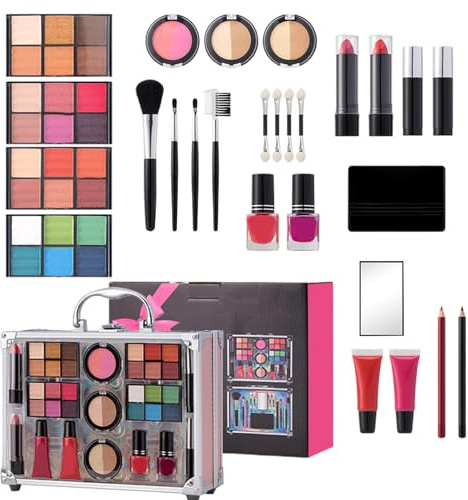 Kit de Maquillaje con Estuche Maquillaje Impermeable: Sombra de Ojos, | Set de Maquillaje para Principiantes para Hogar, Viajes, Oficina, Eventos y