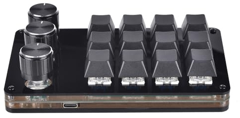 Générique Clavier USB 12 Touches, Programmation Pad avec 3 Boutons, Clavier de Jeu mécanique, Clavier à Une Main, Clavier Programmable, Bricolage, échange à Chaud mécanique