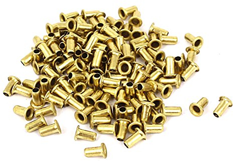 sourcing map Rivet 100 pcs 3 mm x 6 mm laiton plaqué rivets creux œillets PCB Circuit