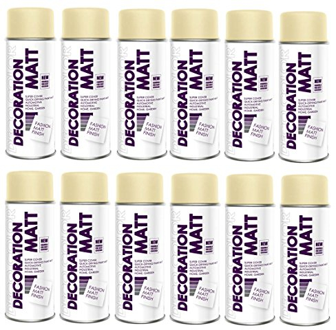 Fahrzeugteile Hoffmann 12er Sparpack DC Lackspray matt 400ml nach RAL freie Farbauswahl (12 Dosen in hellelfenbein MATT RAL 1015)