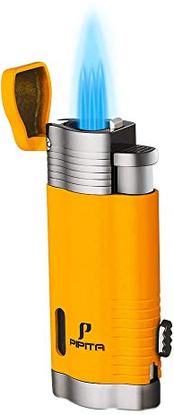 PIPITA Winddicht Fackel Feuerzeuge Sturmfeuerzeug 3 Jet Blauer Flammen Gas Nachfüllbar Metall Feuerzeuges mit Bohrer (Verkauft ohne Gas)