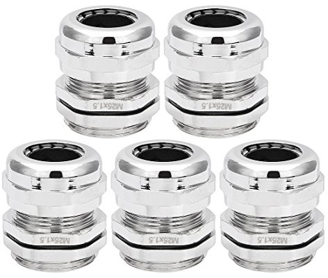 Aexit 5PCS M25*1.5 Metal Waterproof Connector Fastener Locknut Stuffing Cable Gland (d15d7fd3e5f5ee5bf3e296b2ad81f5d6)