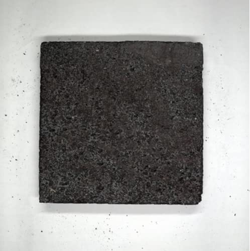 Azulejos de cocina de piedra volcánica, superficie plana sin ranuras, 8 x 8 pulgadas, pizza de piedra de lava para cocinar, carne, mariscos y verduras. Barbacoa de carne al aire libre. Red de barbacoa