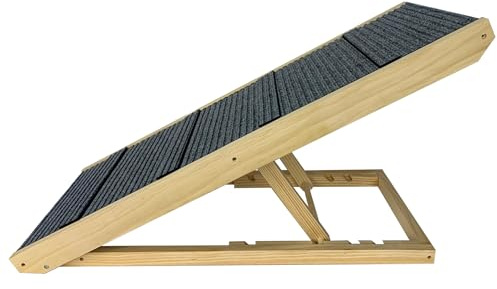 UISEBRT Hundtrappa, vikbar, hundrampa, husdjurstrappa av trä, djurtrappa med halkfri insats, Petwalk hundstege, uppkörningsramp för husdjur upp till 100 kg, 104x35x55cm, HAG7510A