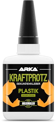 ARKA - KRAFTPROTZ PLASTICA 50 g | Colla istantanea extra forte | Colla trasparente per plastica e materiali plastici | Super colla densa | Ideale per incollare plastica e materiali plastici