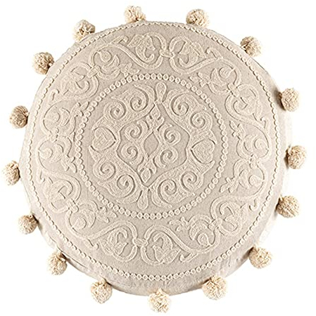 Lamala Ethnische Marokko Stil Runde Hippie Boden Kissen Für Fall Bohemian Multicolor Blumenmuster Stickerei Sitzpouf Kissenbezug Home Dekoration Pouf Abdeckung Runde Makramee