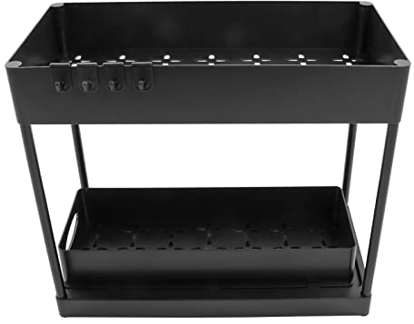 Organisateur Sous L'évier, Panier de Rangement Coulissant Sous L'évier, Panier de Rangement pour Tiroirs Coulissants, Organisateur D'armoire Coulissant pour Armoire, Tiroirs Coulissants,(Noir)