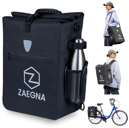 ZAEGNA 3 in1 Fahrradtasche für Gepäckträger - wasserdichte Fahrrad-Gepäcktasche, Rucksack & Umhängetasche - Fahrrad Tasche mit Laptopfach & Bodenplatte