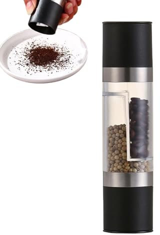 Molinillo de pimienta negro, molinillo de pimienta de sal, doble cabeza, molinillo de especias, versátil molinillo de pimienta, molinillo manual para pimienta negra, sal y sésamo