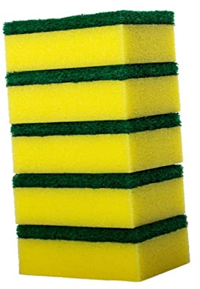 Healeved 12pcs Sponge Scouring Pads for Dishwashing and Kitchen Cleaning Non- Yellow and Green Cleaning Sponge for Pots Pans and Dishes