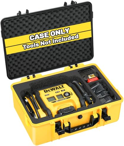 LOTOCASE Air Compressor Case for DEWALT 20V MAX Tire Inflator DCC020IB | Waterproof Hard Shell Storage Bag Compatible with DEWALT Tire Inflator, Battery Pack 20V 2.0 to 9.0 Ah & Chargers (Case Only)