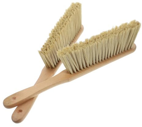 EXAOMBLE 2piezas Cepillo Limpieza Baño Multiusos Cepillo Barrer Mango Madera Para Polvo