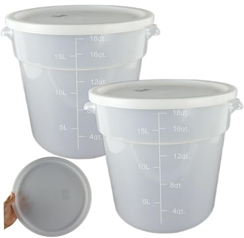 Muzrunq Contenitori di quart con coperchi, contenitori per alimenti rotondi da 6L/6 litri in plastica a prova di impasto con manico, scatola di ristoranti facile pulita con coperchi da 2 pcs