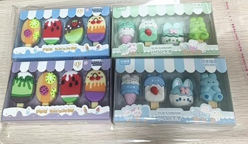 16 Pièces Gomme Enfant, Gommes Fantaisies pour Enfants avec Des Formes de Crème Glacée, Papeterie Enfant Gommes pour Garçons et Filles Écriture, Dessin Fournitures Scolaires
