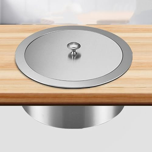 Gabinete de cocina integrado, cubo de basura integrado para encimera, tapa de canaleta de basura de acero inoxidable, tapa de contenedor de basura, papelera de oficina, baño, cubo de reciclaje