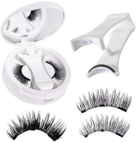XUZOPIM Ciglia Finte Magnetiche Naturali,Ciglia Finte Magnetiche Riutilizzabili Con Applicatore Con Scatola,Nessuna Colla Richiesta,Facili Indossare E Rimuovere(1 Paio)