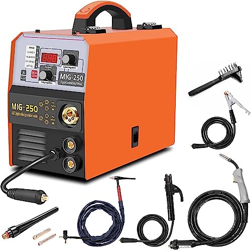 Máquina de soldadura MIG de 250 A, combo 3 en 1 para MMA/MIG/Lift TIG, soldador portátil de núcleo de flujo para una unión eficiente de metales