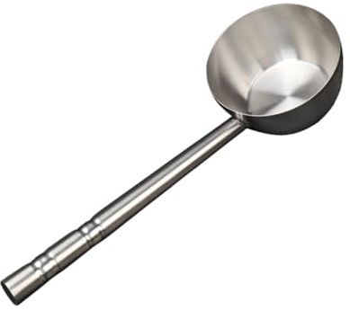 Homoyoyo Louche Acier Inoxydable avec Fond Plat Manche Long Ergonomique Cuillère à Eau et Soupe Pratique pour Ustensiles Cuisine