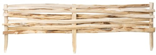 VOSS.garden Steckzaun 100x20cm Beeteinfassung Holz Rasenbegrenzung Haselnuss Gartenzaun
