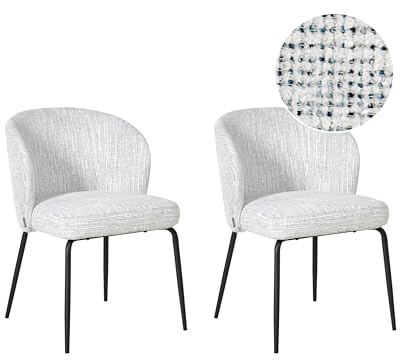 Beliani Conjunto de 2 sillas de Comedor tapicería de Tela Asiento Acolchado Patas de Hierro Azul Zana
