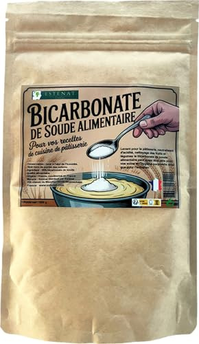 Bicarbonate de Soude Alimentaire 300g - Qualité Extra-Fine Pâtisserie & Cuisine - Pur & Sans Additifs - Multi-Usages : Digestion, Soins Corps & Entretien Écologique - Origine France - ESTÉNAT
