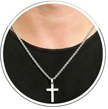 M MOOHAM Stainless Steel Cross Necklace for Men Boys Twisted Rope Chain Cross Pendant Necklace Cross Chain with 16-24 Inches Christian Confirmation Baptism Christian for Boys Gifts Jewelry
