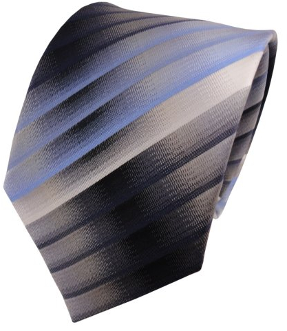 TigerTie diseñador corbata de seda - azul gris plata rayas