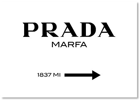 Poster Modeschild Wegweiser zum konsumkritischen Marfa Kunstwerk in Texas, ungerahmt DIN A4, Dekoration, Kunstdruck, Wandbild, Fineartprint, Wandposter, Dekoration für Haus (Ungerahmt DIN A4)