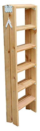 Portable Wood Step Ladders 6 Step Lightweight Folding Ladder Shelf Multi Purpose Stepladder Tread Step Stool for Home Loft Library,Max. 350kg Capacity