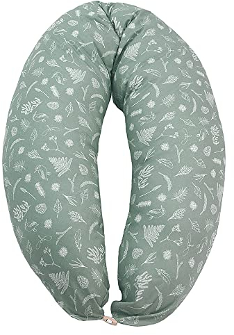HOBEA-Germany Stillkissen 190 cm x 76 cm XXL Lagerungskissen Schwangerschaftskissen für Baby und Erwachsene Seitenschläferkissen Stillkissen mit Bezug aus Bio Baumwolle (Wald)