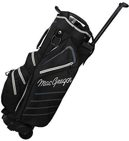 MacGregor Golf VIP Cart Bag with Built in Wheels/Handle, 14 Way Divider, Black/Silver